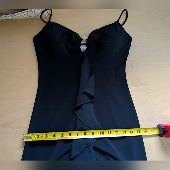 VINTAGE 90-00 JUMP Festive Maxi Women Dress Size 5-6 Black Stretch Made In USA - Picture 15 of 16